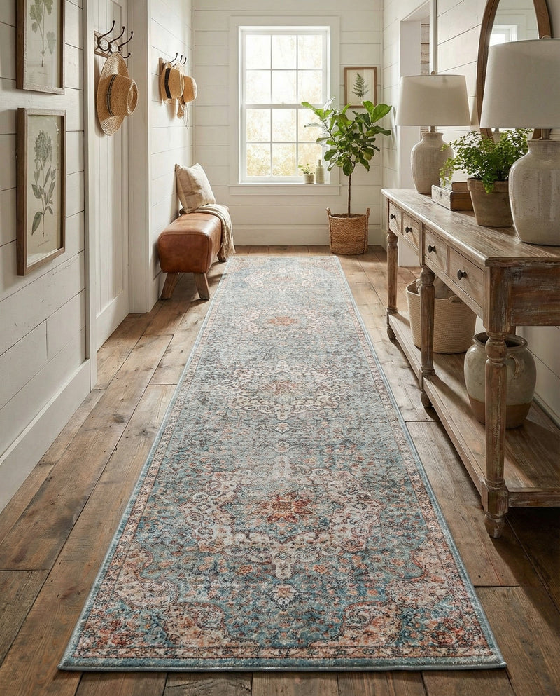 Coastal Haven Collection Area Rug - Seabreeze (Blue) Runner Blue  lifestyle 45