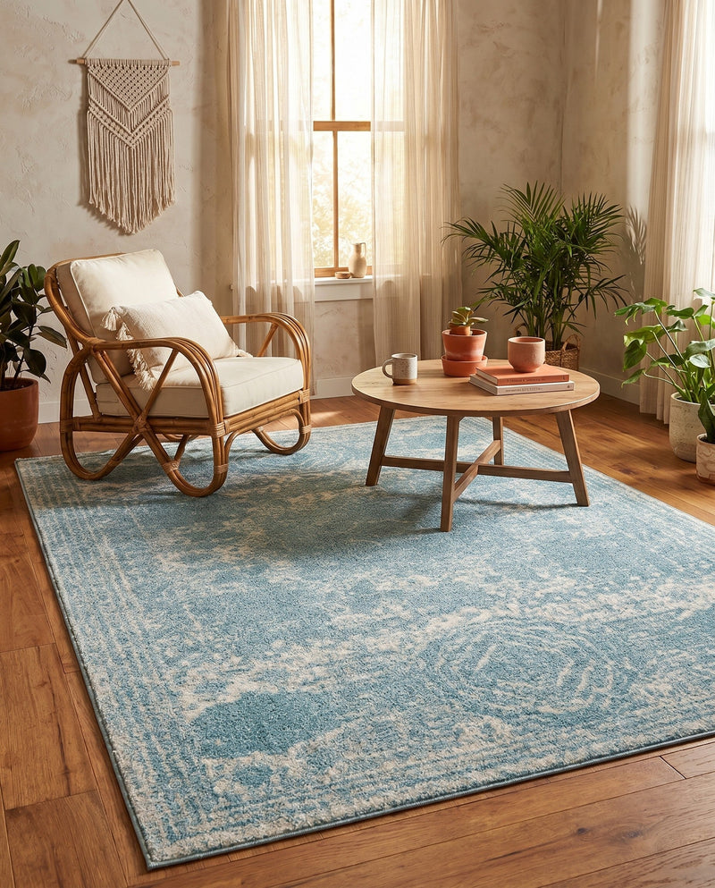 Dover Terrace Collection Area Rug -  Lagoon (Aqua) Rectangle Aqua  lifestyle 6