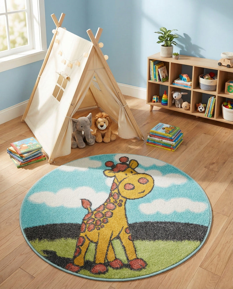 Wonder Tykes Collection Area Rug -  Frolic Round Blue  lifestyle 39