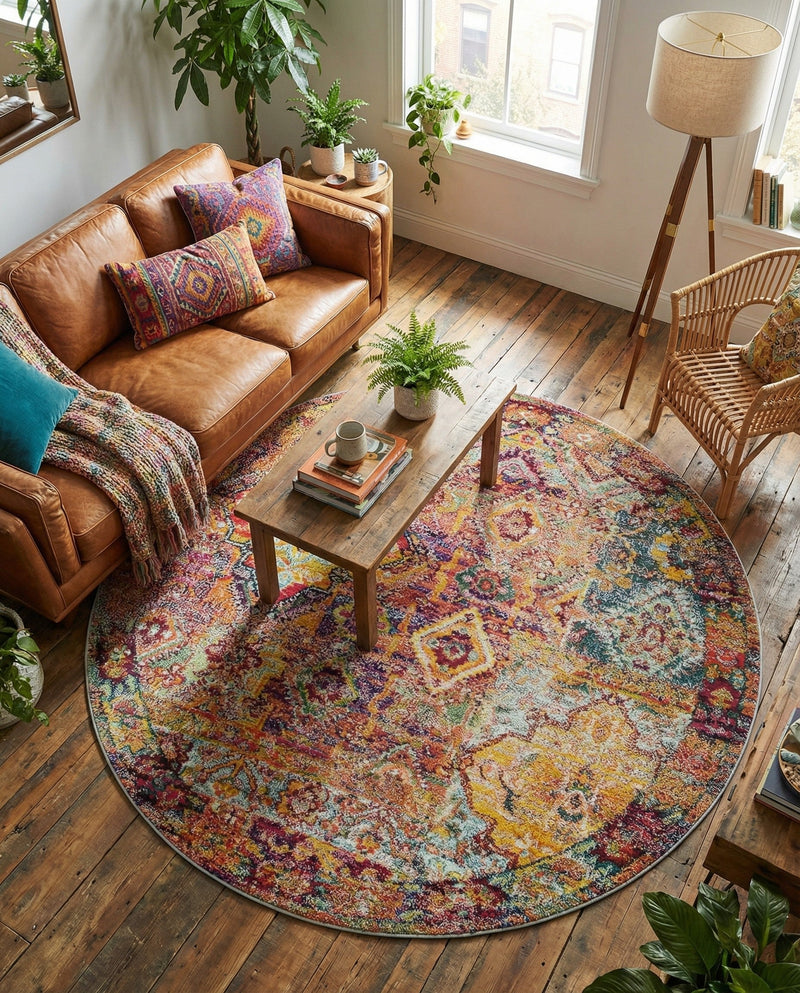 Sierra Collection Area Rug -  Catalina Round Multi  lifestyle 34