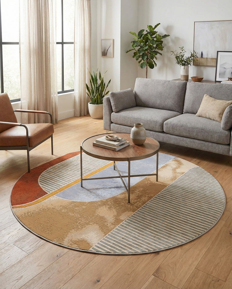 Urban Terrace Collection Area Rug -  Deck Round Multi  lifestyle 70