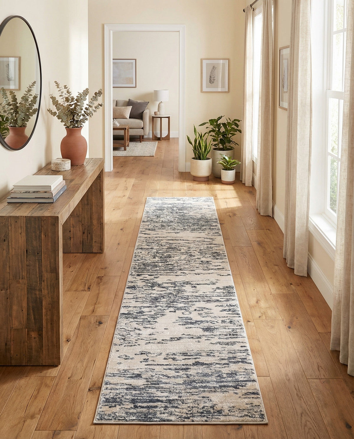 Serenity Sands Collection Area Rug - Dunescape Runner Gray  lifestyle 85