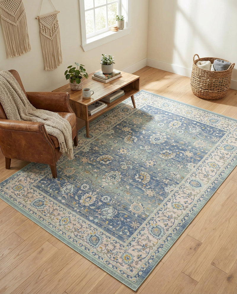 Savannah Series Collection Area Rug -  Beaufort Rectangle French Blue  lifestyle 18