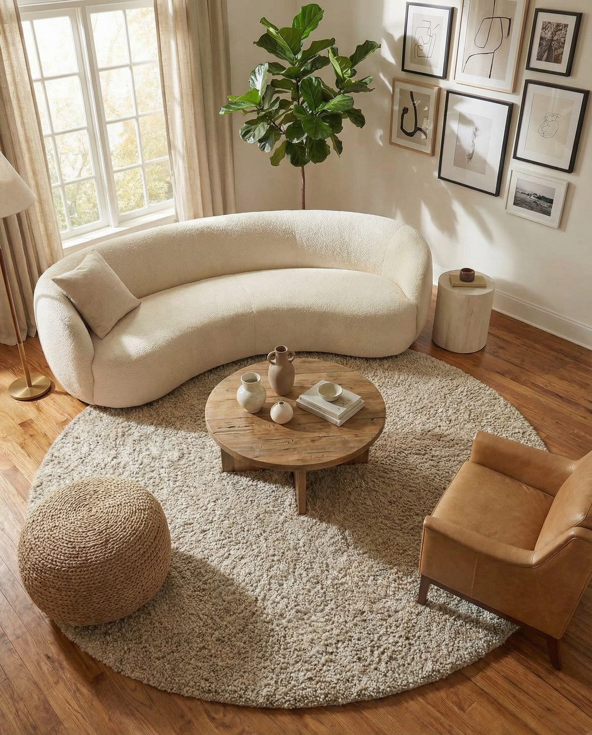 Wellington Luxe Shag Collection Area Rug - Kapiti Round Taupe  lifestyle 179