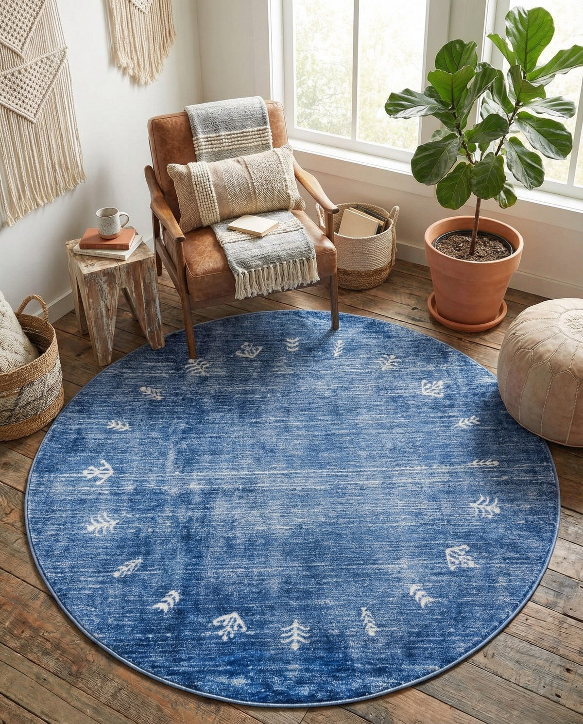 Zagros Shades Collection Area Rug -  Yasuj Round Navy Blue  lifestyle 98