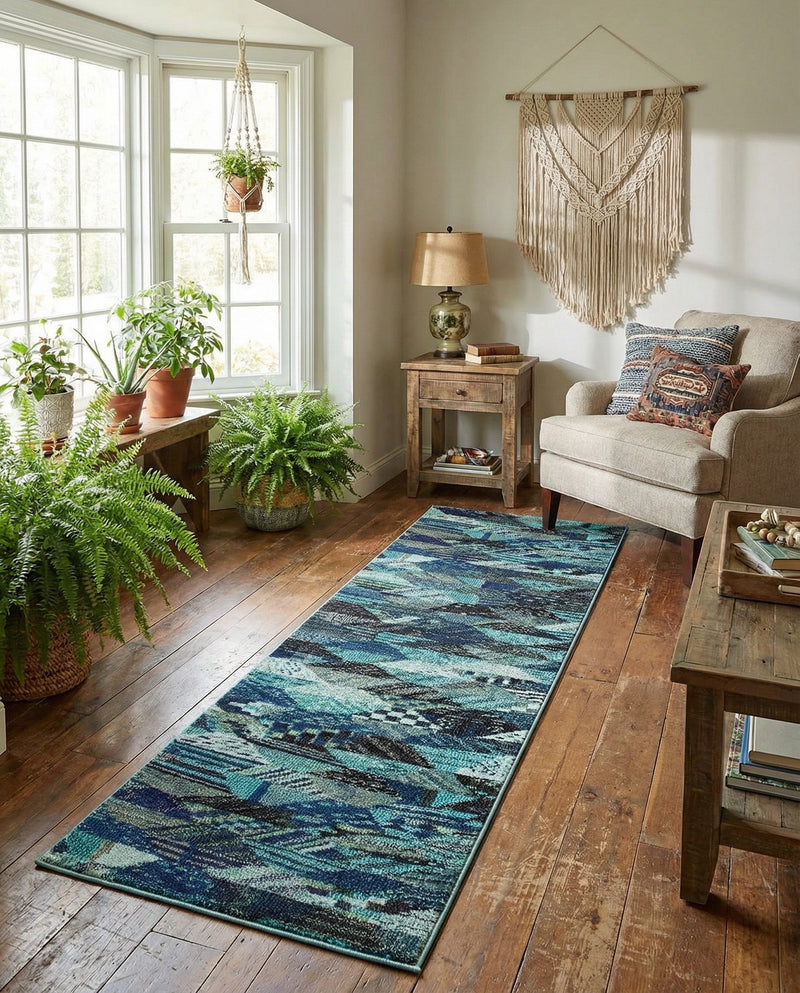 Sedona Vista Collection Area Rug -  Yucca Runner Blue  lifestyle 67