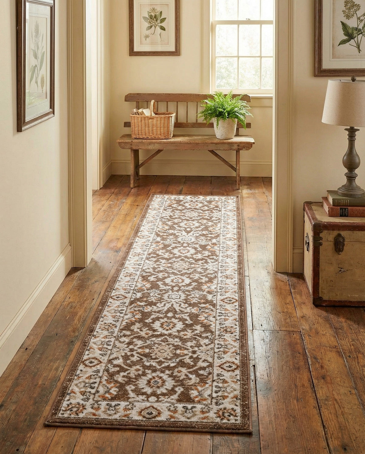 Savannah Elegance Collection Area Rug - Augusta (Brown) Runner Brown  lifestyle 90