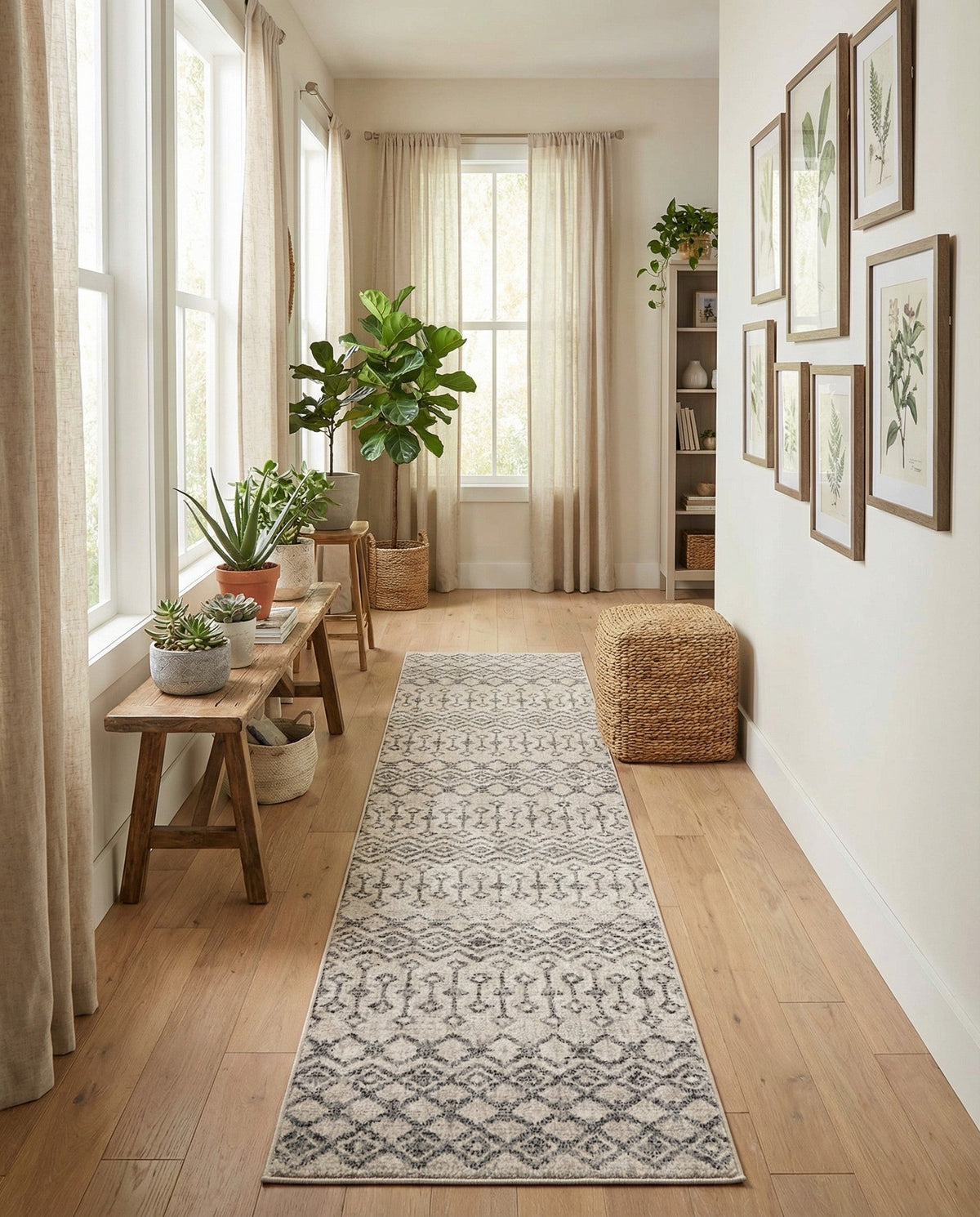 Geo Garden Lattice Collection Area Rug -  Andalusia Runner Ivory  lifestyle 189
