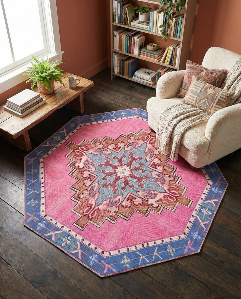 Heritage Elegance Collection Area Rug -  Winterthur (Fuchsia) Octagon Fuchsia  lifestyle 69