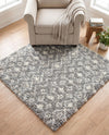 Berber Lattice Shag Collection Area Rug - Atlas (Gray) Square Gray  lifestyle 62