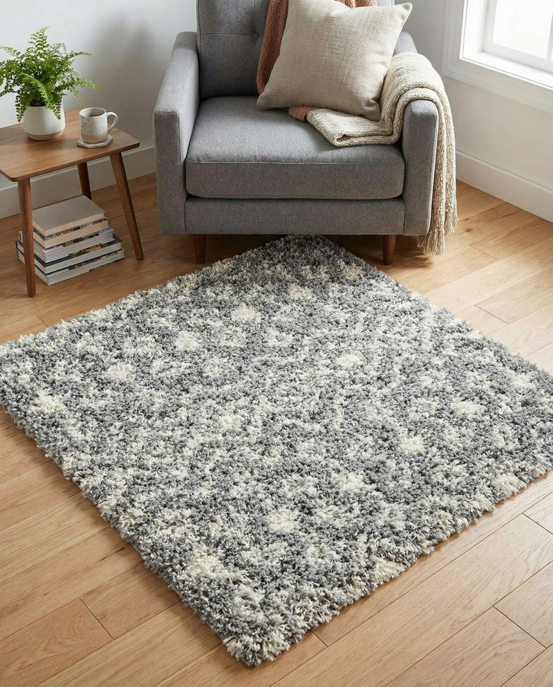 Berber Lattice Shag Collection Area Rug - Atlas (Gray) Square Gray  lifestyle 64