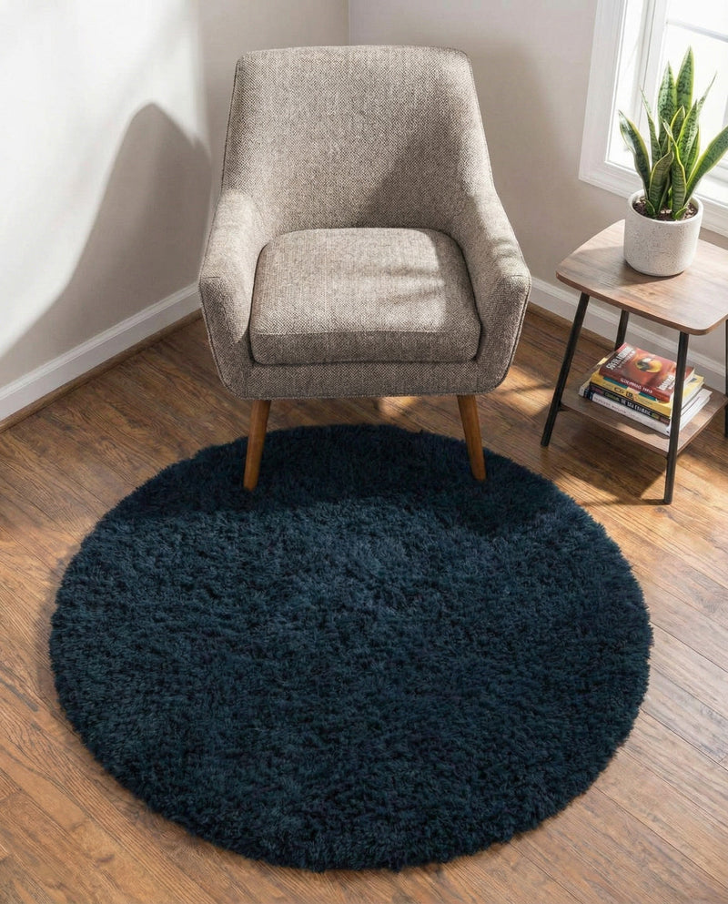 Eternal Plush Oasis Collection Area Rug -  Tranquility (Cobalt) Round Cobalt  lifestyle 57
