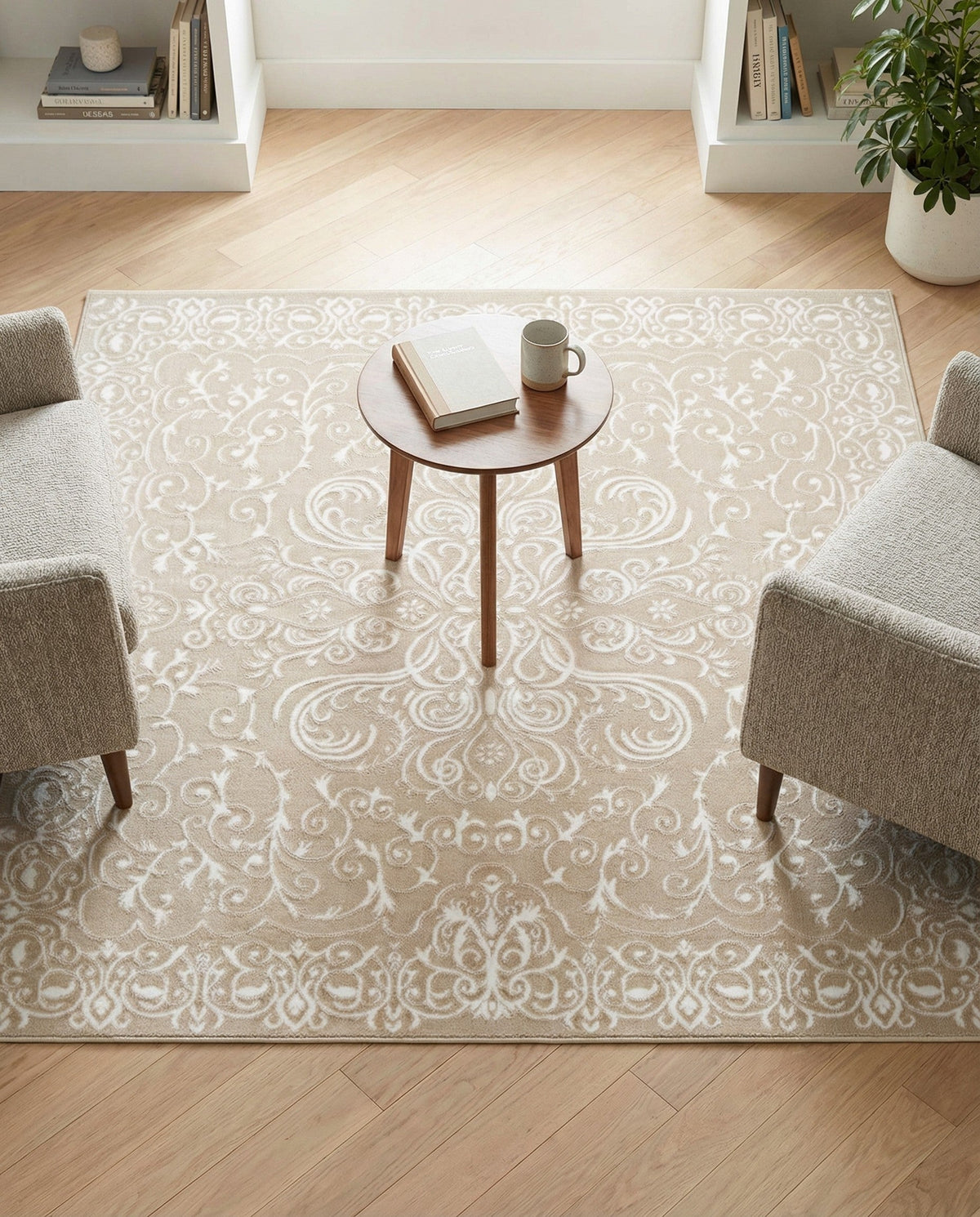 Andes Summit Collection Area Rug -  Lanín Square Beige  lifestyle 108