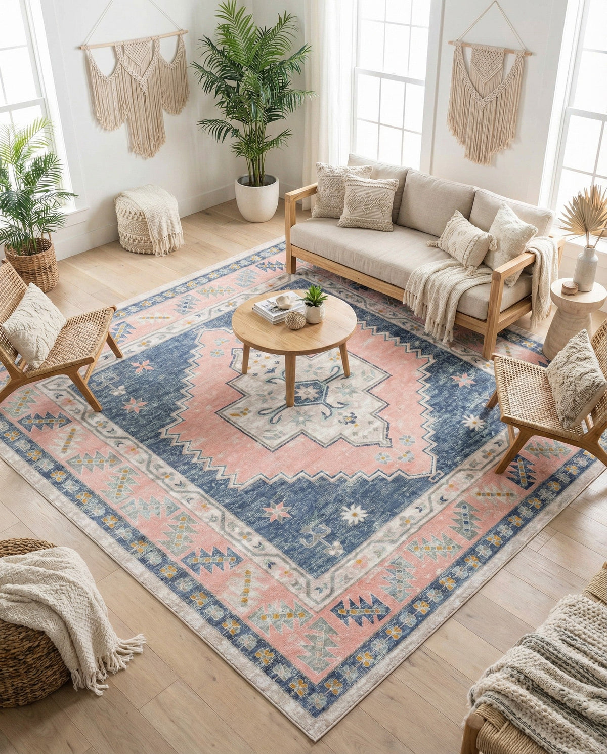 Savannah Series Collection Area Rug -  Augusta (French Blue) Square French Blue  lifestyle 96