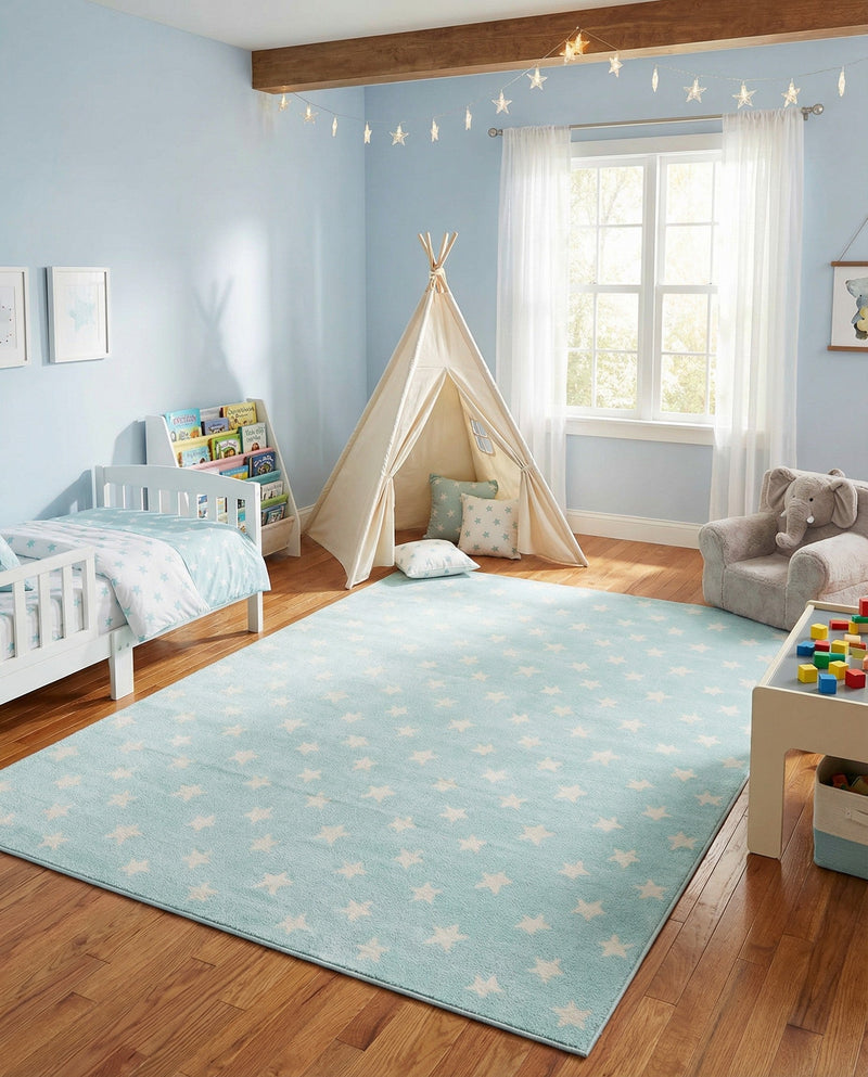 Wonder Tykes Collection Area Rug -  Mosaic Rectangle Clear Blue  lifestyle 30