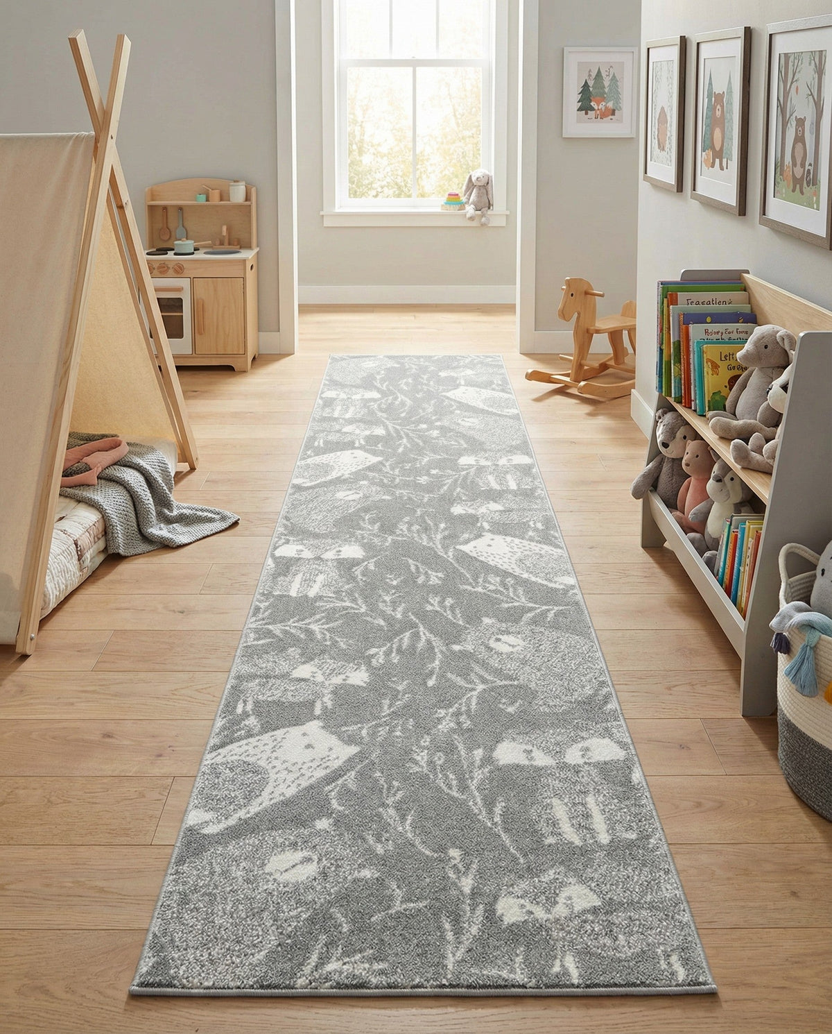 Wonder Tykes Collection Area Rug -  Quirky Runner Gray  lifestyle 99