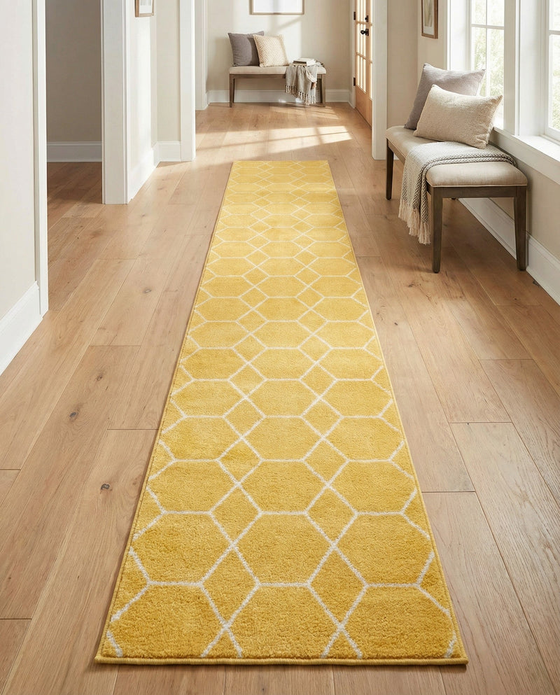 Trellis Mosaic Collection Area Rug - Arborville (Yellow) Runner Yellow  lifestyle 89