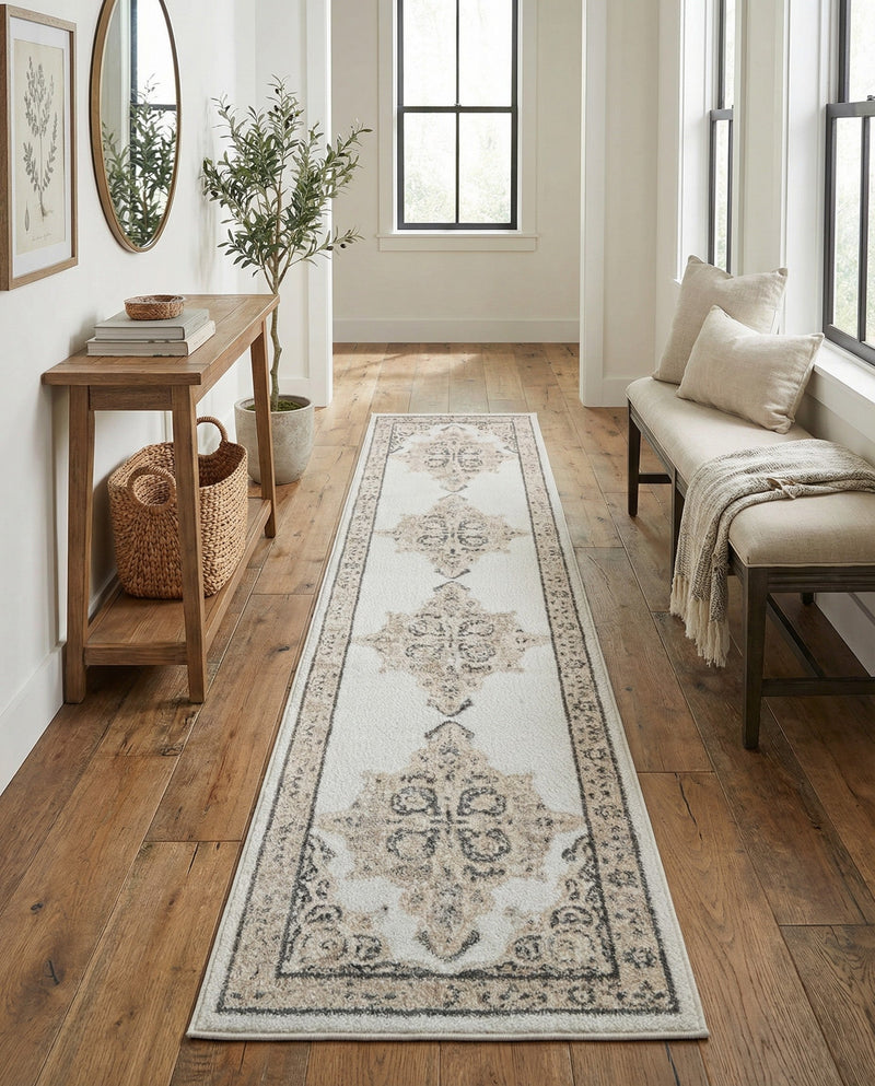 Beverly Grove Collection Area Rug -  Fairfax (Ivory) Runner Ivory  lifestyle 68
