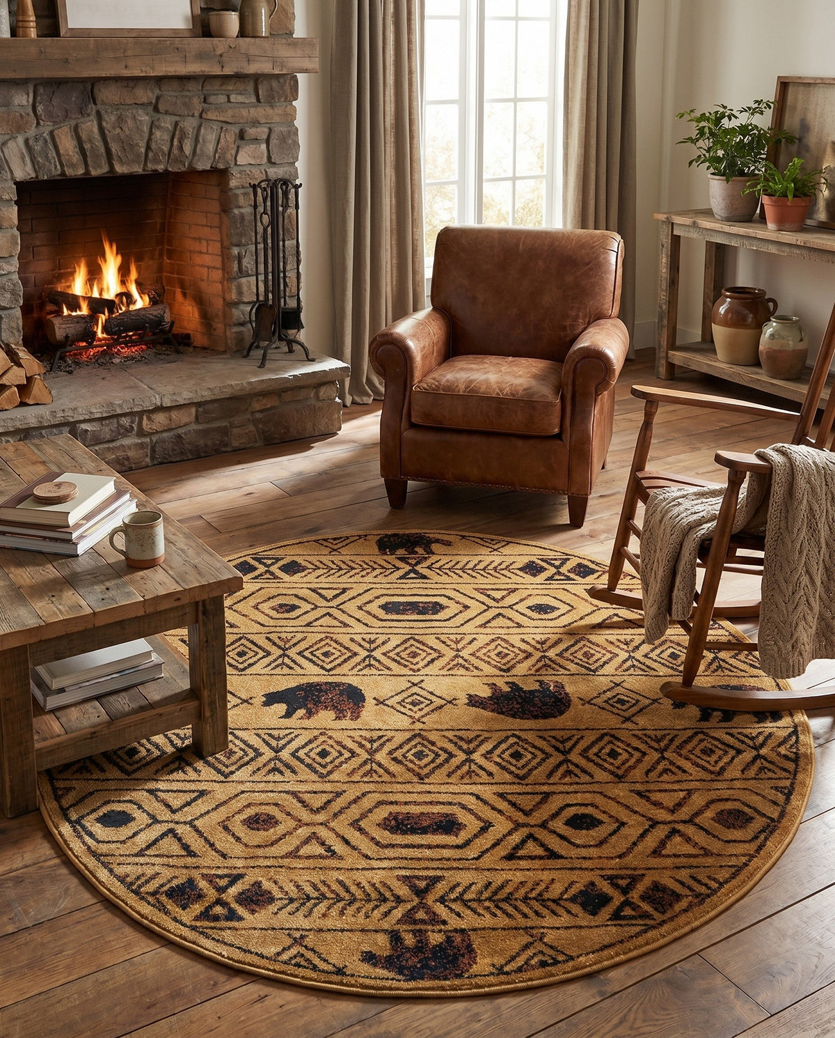 Frontier Trails Collection Area Rug -  Sedona Round Cedar  lifestyle 131