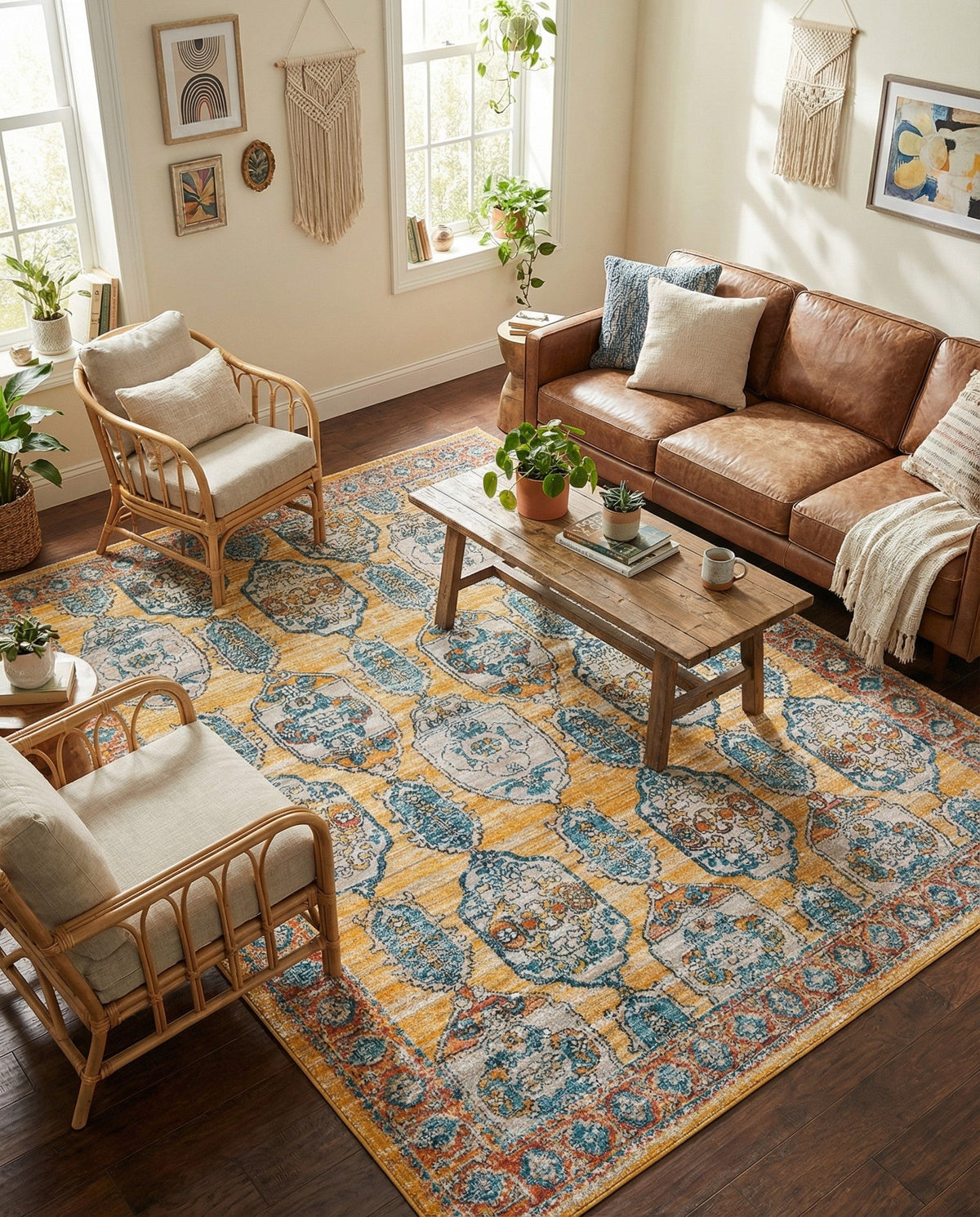 Seville Stripes Collection Area Rug -  Granada (Yellow) Rectangle Yellow  lifestyle 17