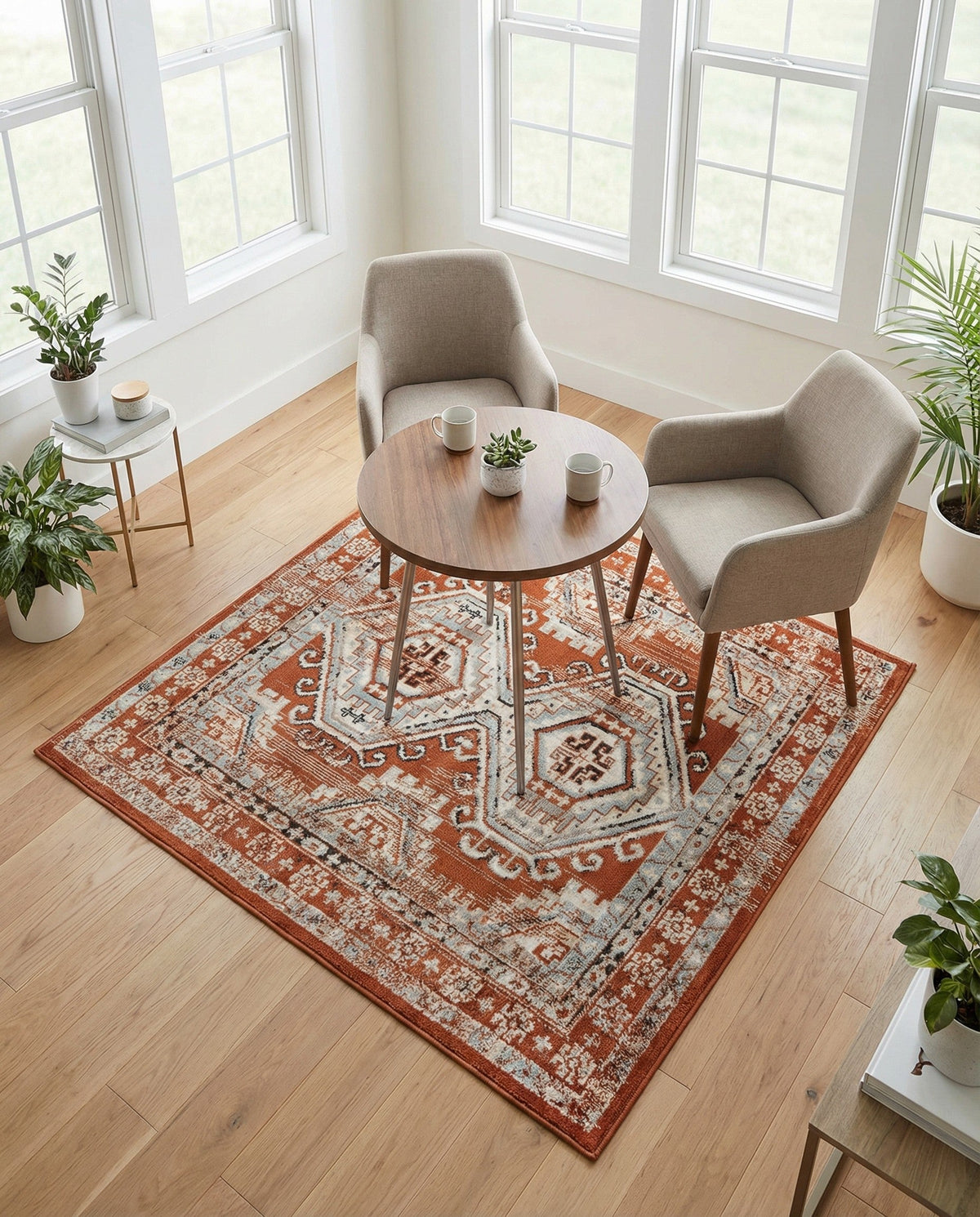 Savannah Elegance Collection Area Rug -  Tybee (Terracotta) Square Terracotta  lifestyle 112
