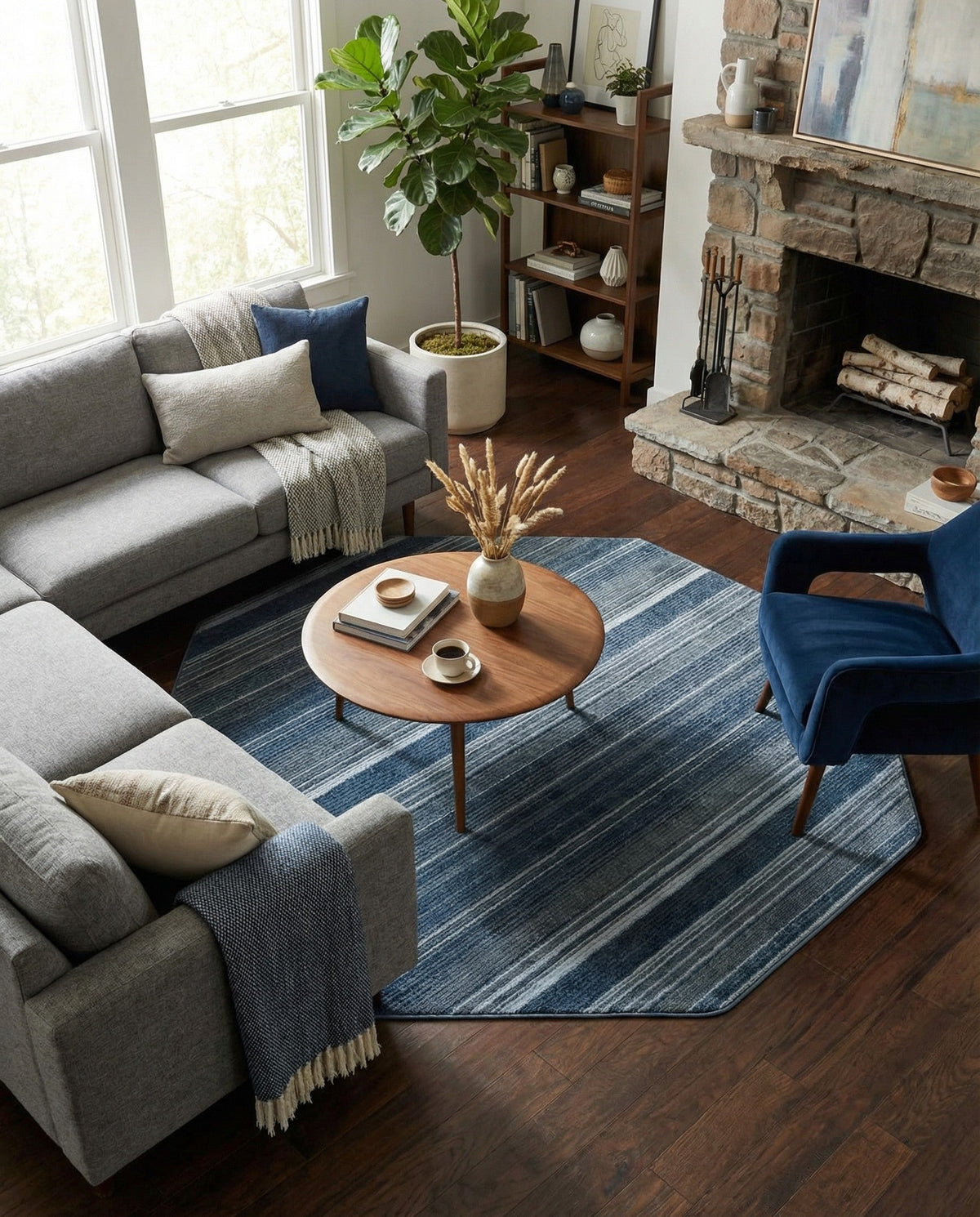 Jewel Oasis Collection Area Rug - Sapphire (Blue) Octagon Blue  lifestyle 59