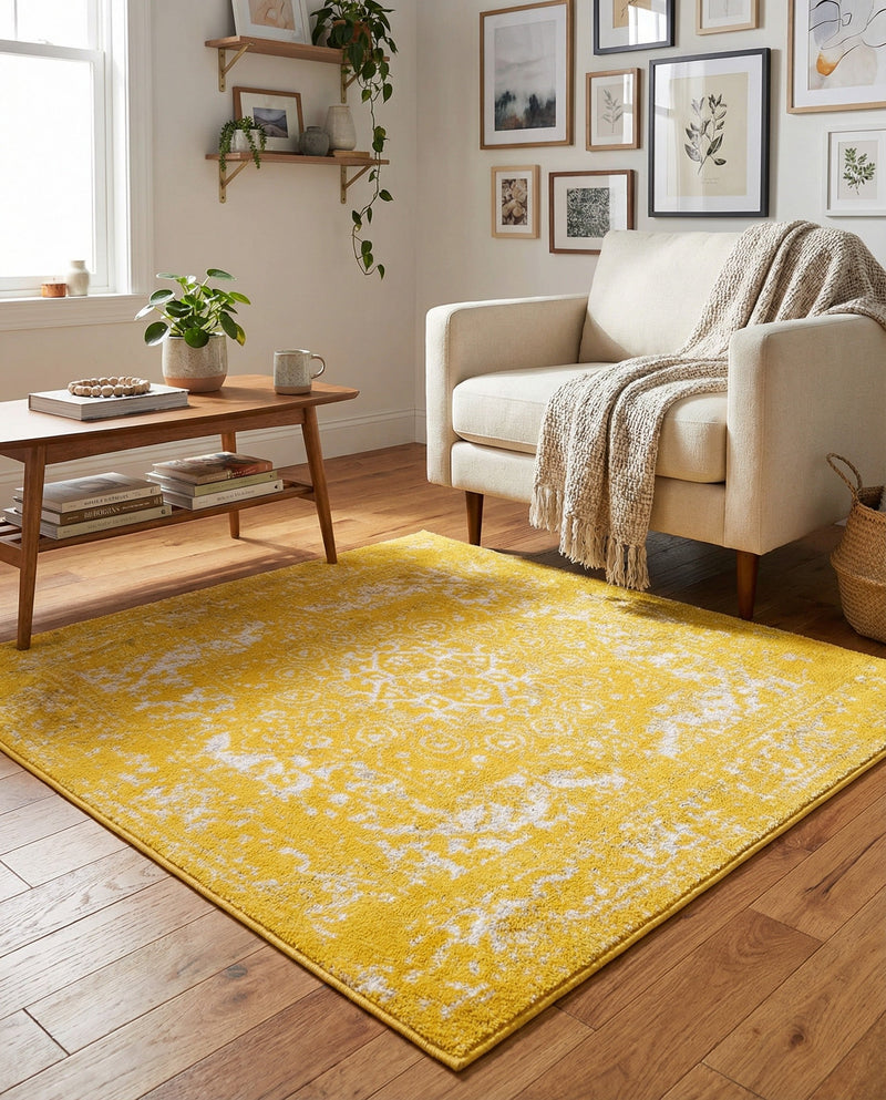Georgetown Rugs Collection Area Rug - Dupont (Yellow) Square Yellow  lifestyle 55