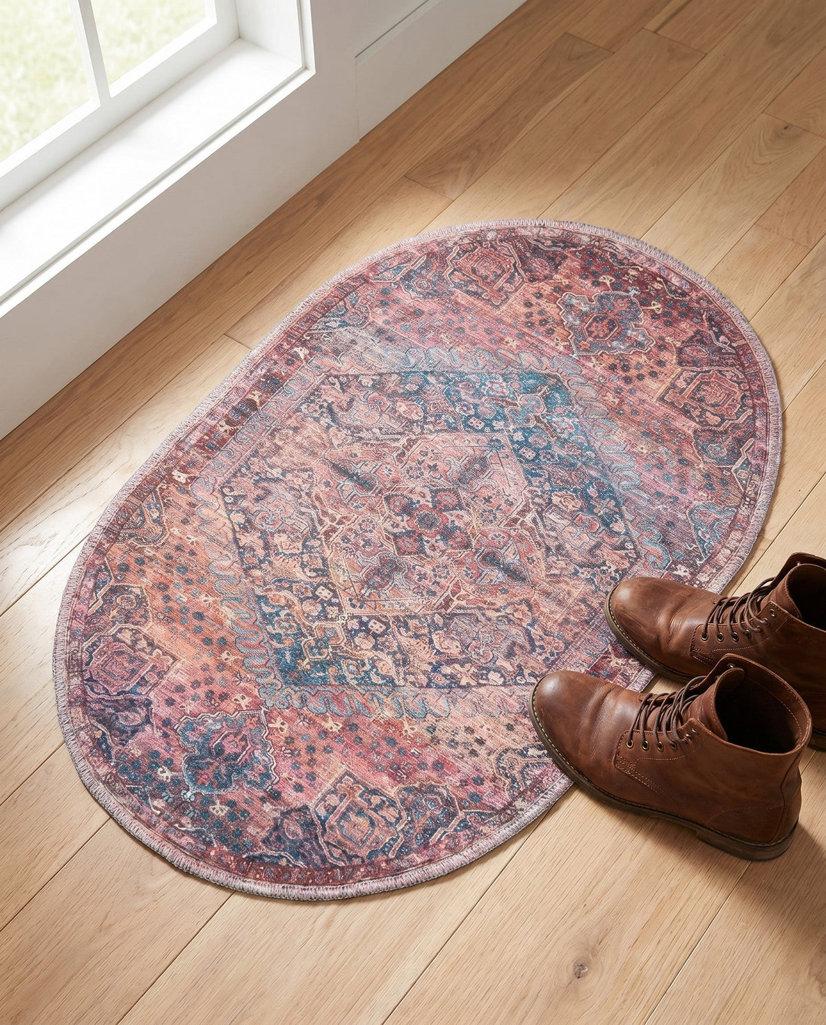 Zahara Oasis Collection Area Rug -  Agadir Oval Antique Rust Red  lifestyle 92