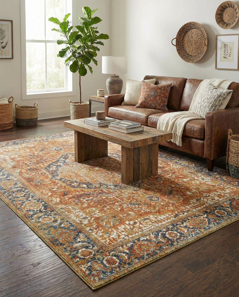 Patio Heritage Collection Area Rug -  Haven Rectangle Rust Red  lifestyle 49