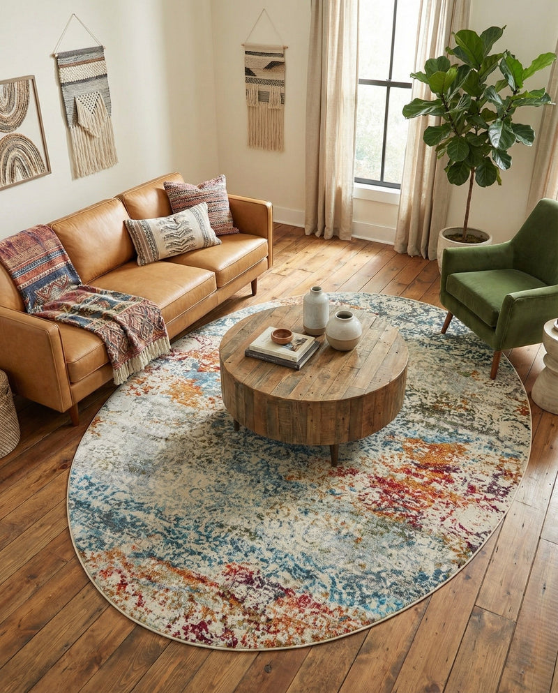 Caribbean Breeze Collection Area Rug -  Isla Oval Cream  lifestyle 39