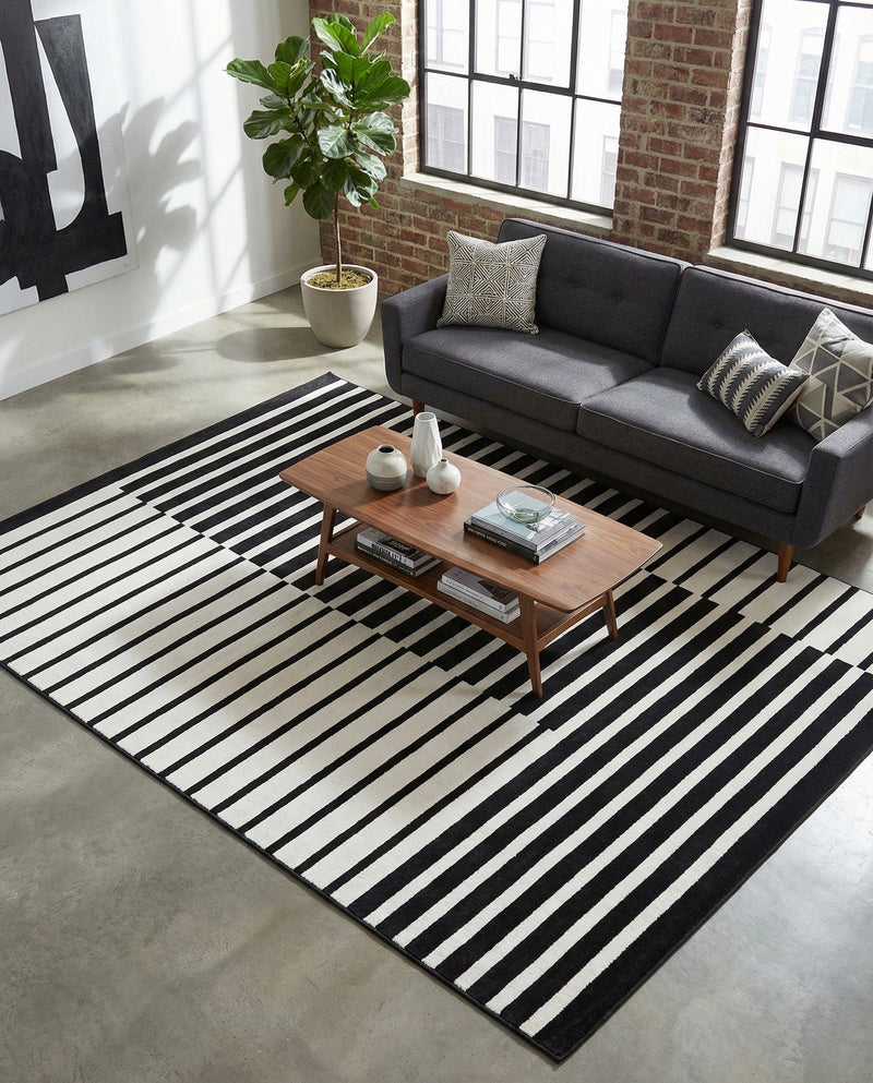 Copenhagen Edge Collection Area Rug -  Vesterbro Rectangle Black  lifestyle 31