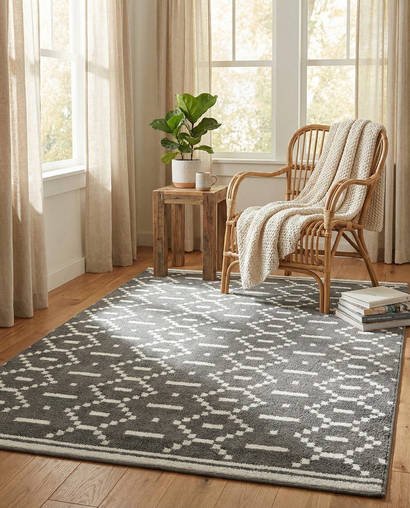 Copenhagen Edge Collection Area Rug -  Tivoli Rectangle Gray  lifestyle 41