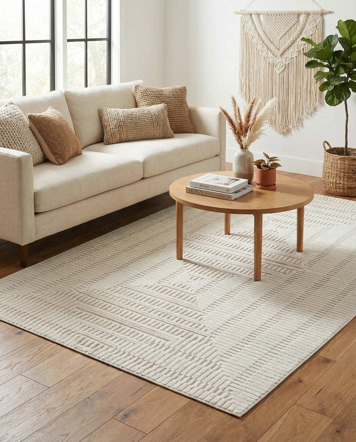 Haven Tapestry Collection Area Rug -  TranquilGlade Rectangle Ivory White  lifestyle 11