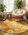 Riviera Elegance Collection Area Rug -  Monaco (Yellow) Round Yellow  lifestyle 56