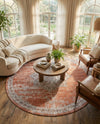 Mykonos Manor Collection Area Rug -  Tinos (Salmon Pink) Round Salmon Pink  lifestyle 57