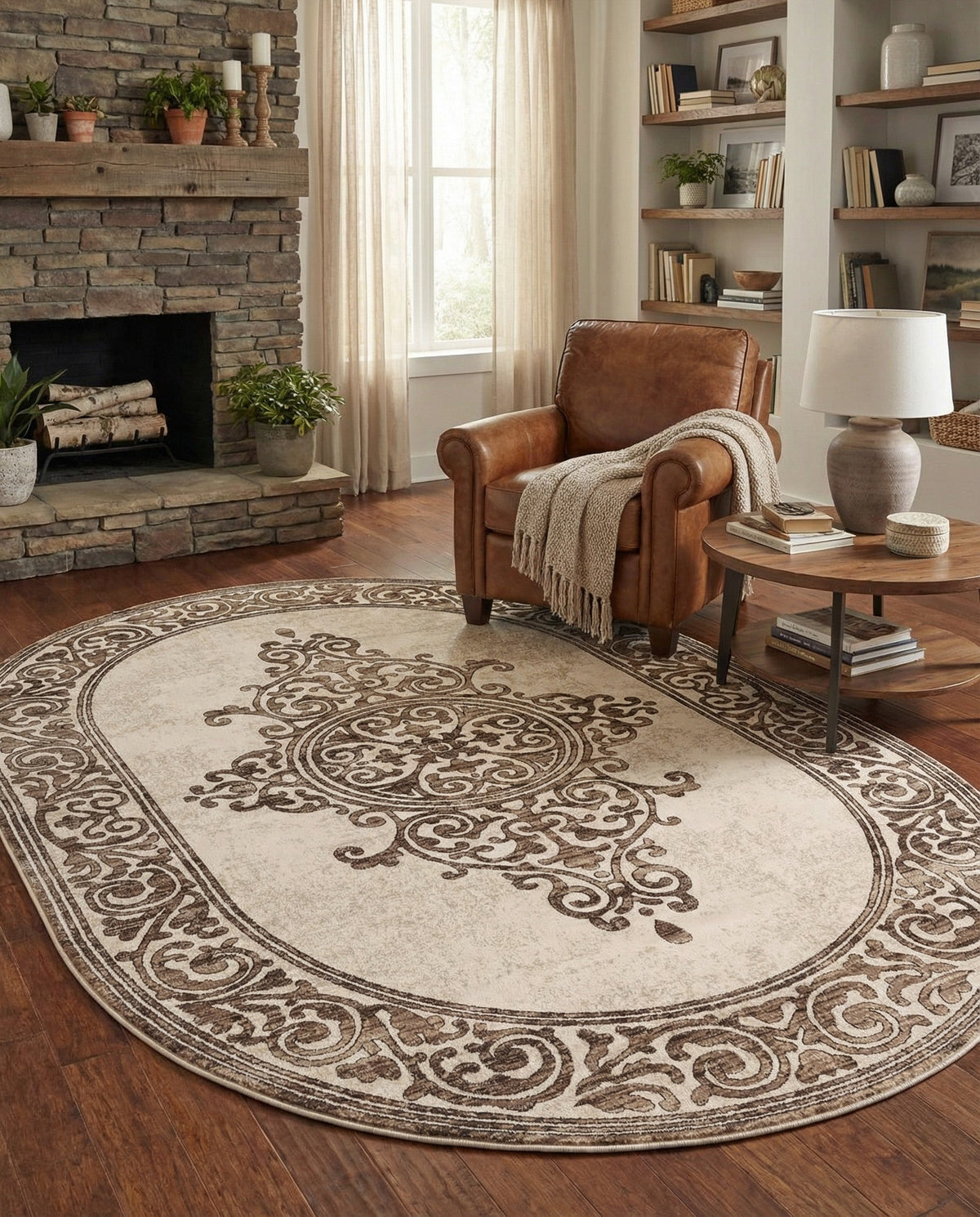 Sanctuary Retreat Collection Area Rug - Haven Oval Chocolate Brown  lifestyle 163