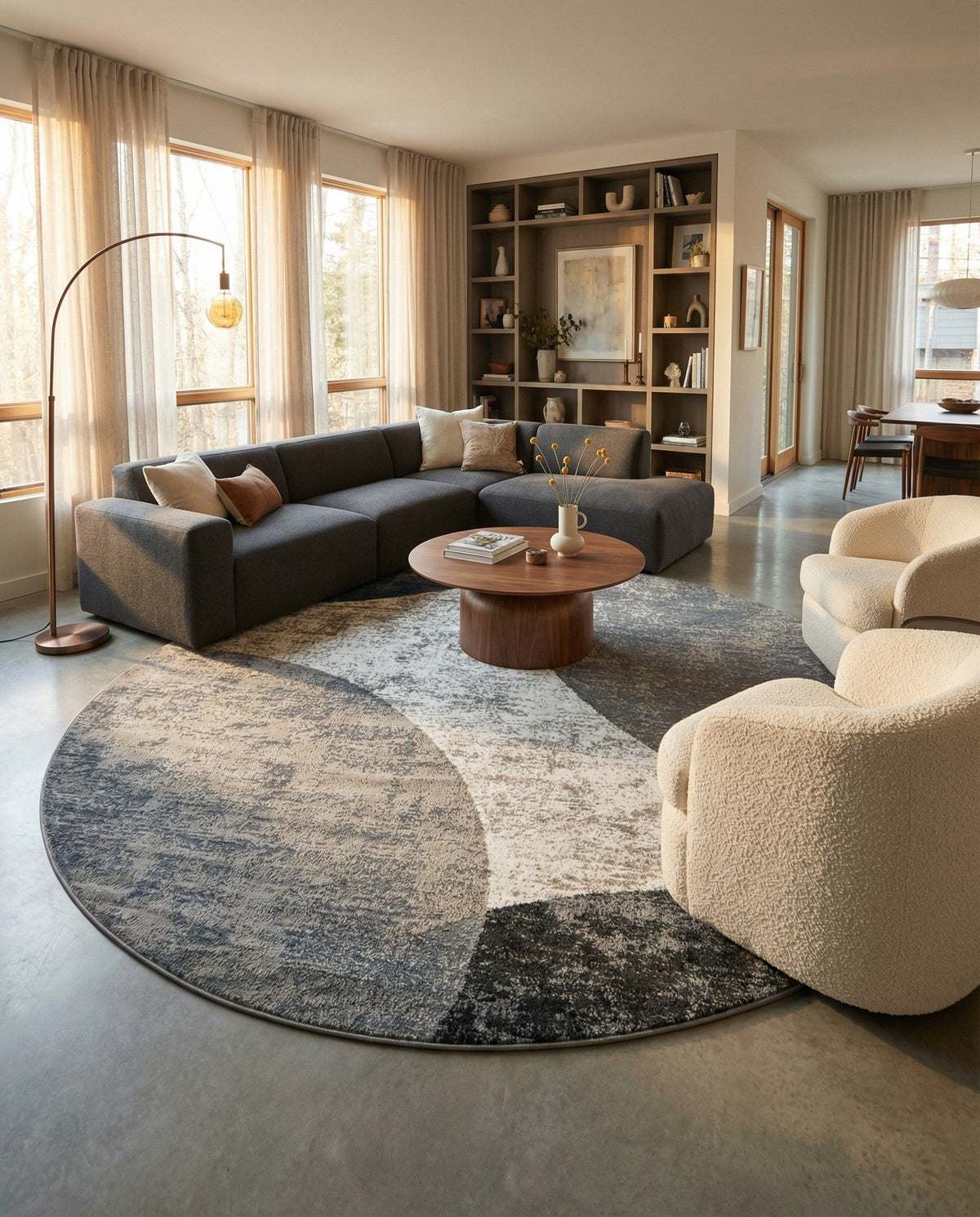 Copenhagen Edge Collection Area Rug -  Amager Round Multi  lifestyle 69
