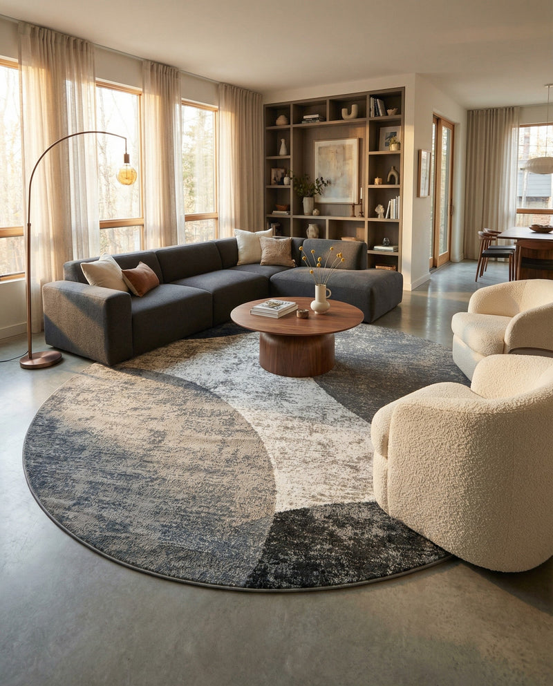 Copenhagen Edge Collection Area Rug -  Amager Round Multi  lifestyle 69