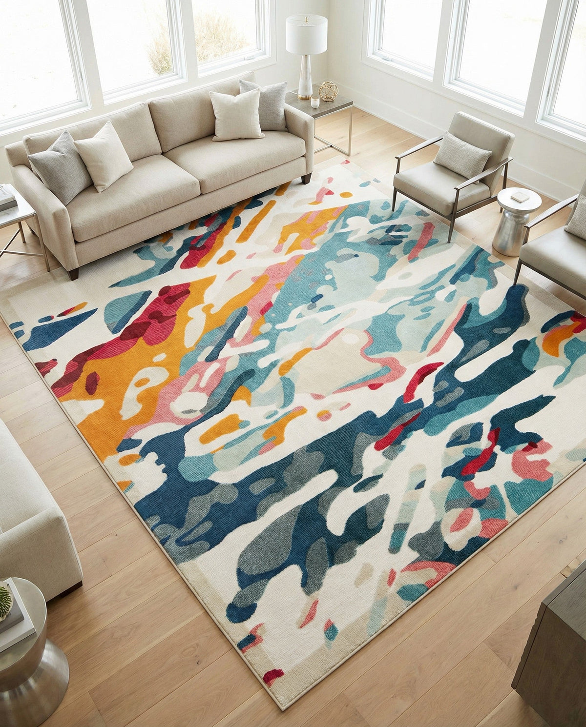 Outdoor Marrakesh Collection Area Rug -  Meknes Square Multi  lifestyle 88