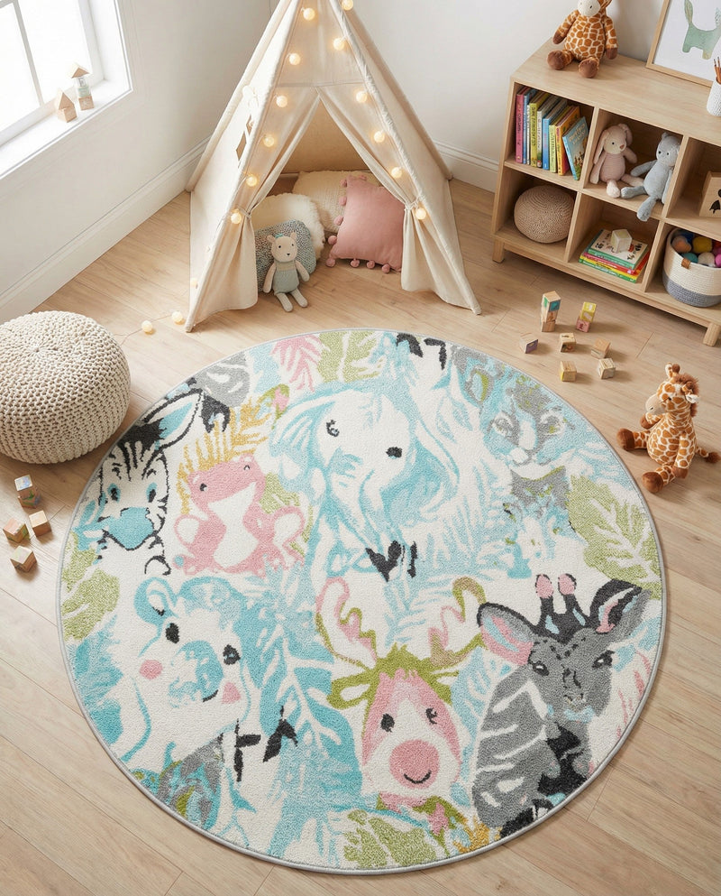 Wonder Tykes Collection Area Rug -  Splash Round Multi  lifestyle 46