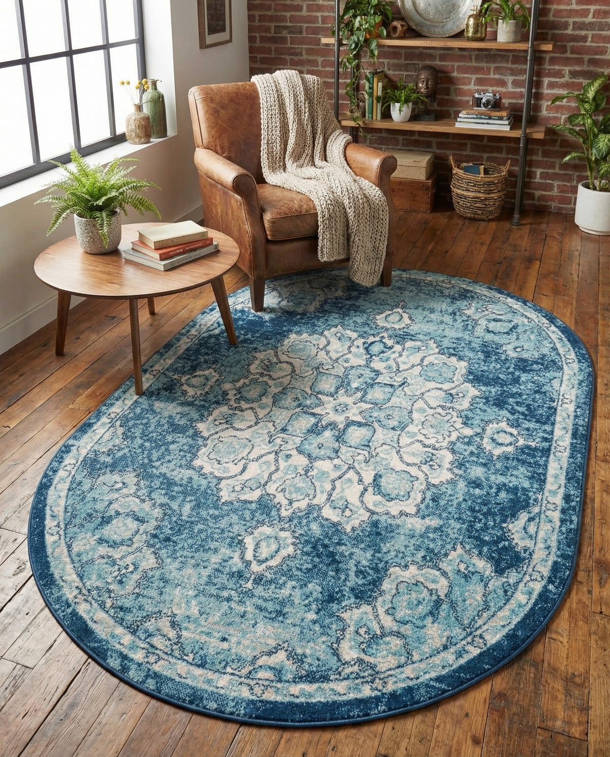 Beverly Grove Collection Area Rug - Melrose (Navy Blue) Oval Navy Blue  lifestyle 67