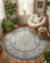 Seville Stripes Collection Area Rug - Cadiz (Light Gray) Round Light Gray  lifestyle 39