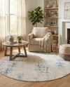 Aegean Elegance Collection Area Rug -  Milos Round Gray Blue  lifestyle 34