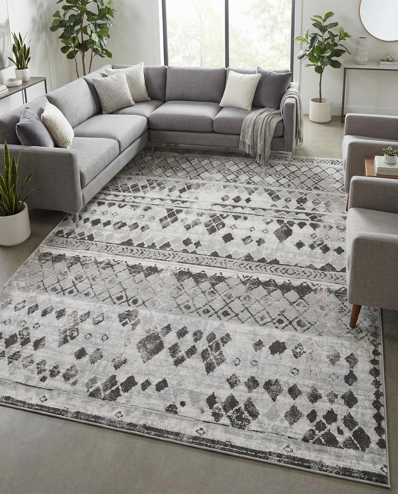 Dresden Elegance Collection Area Rug -  Zittau Rectangle Gray  lifestyle 11