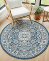 Tribal Terrace Treasures Collection Area Rug -  Incan Isle (Blue) Round Blue  lifestyle 26