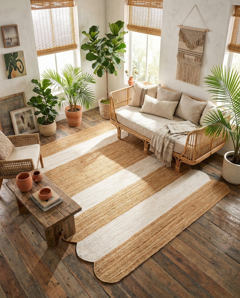 Serenity Braided Jute Collection Area Rug - Luna Rectangle Natural and Ivory  lifestyle 10