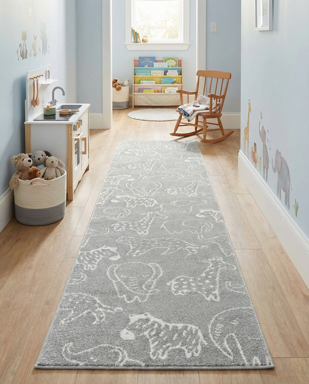 Wonder Tykes Collection Area Rug -  Spectrum Runner Gray  lifestyle 185