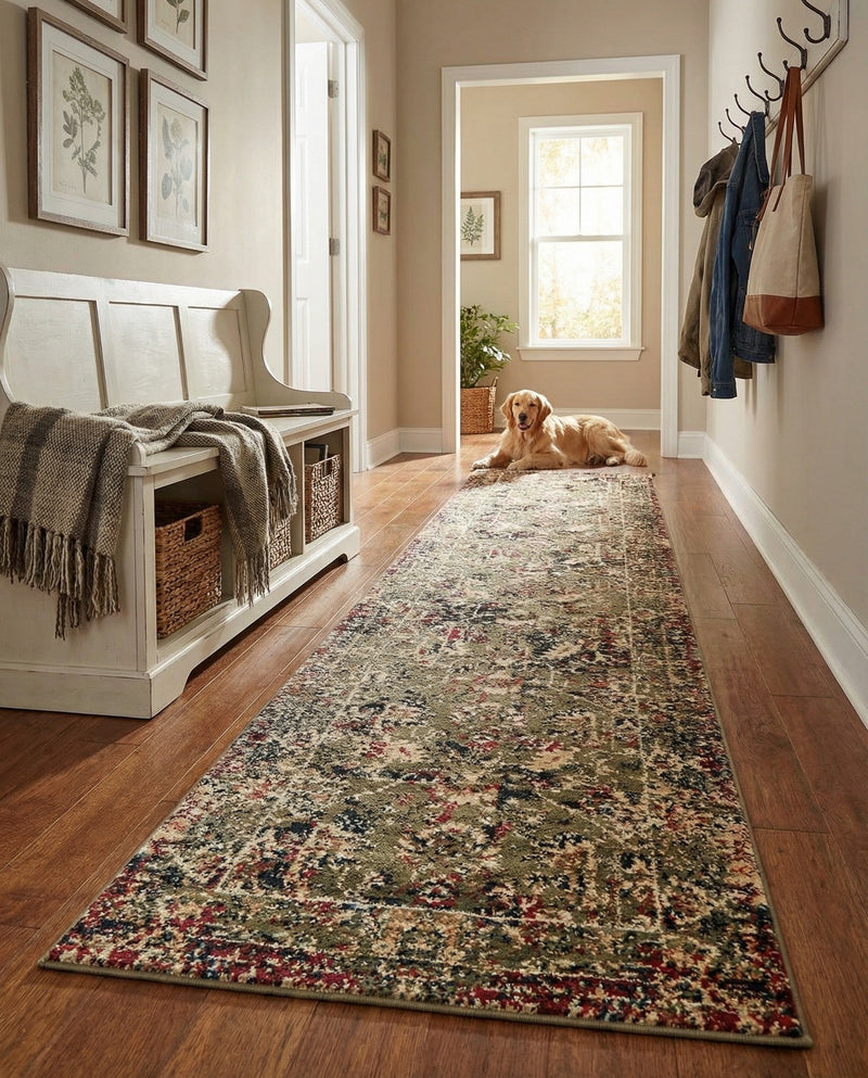 Neptune Elegance Collection Area Rug -  Galatea (Green) Runner Green  lifestyle 58