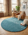 Cozy Comfort Shag Collection Area Rug - Haven (Turquoise) Round Turquoise  lifestyle 66