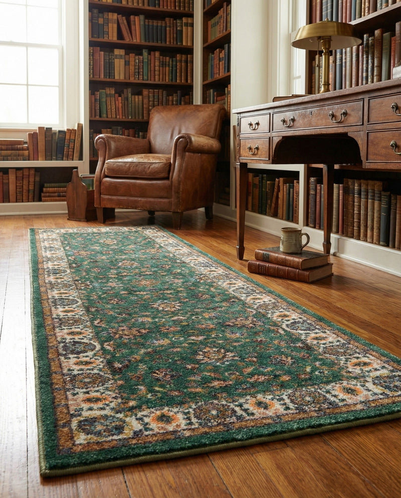 Casablanca Tapestry Collection Area Rug -  Marrakech (Emerald Green) Runner Emerald Green  lifestyle 34
